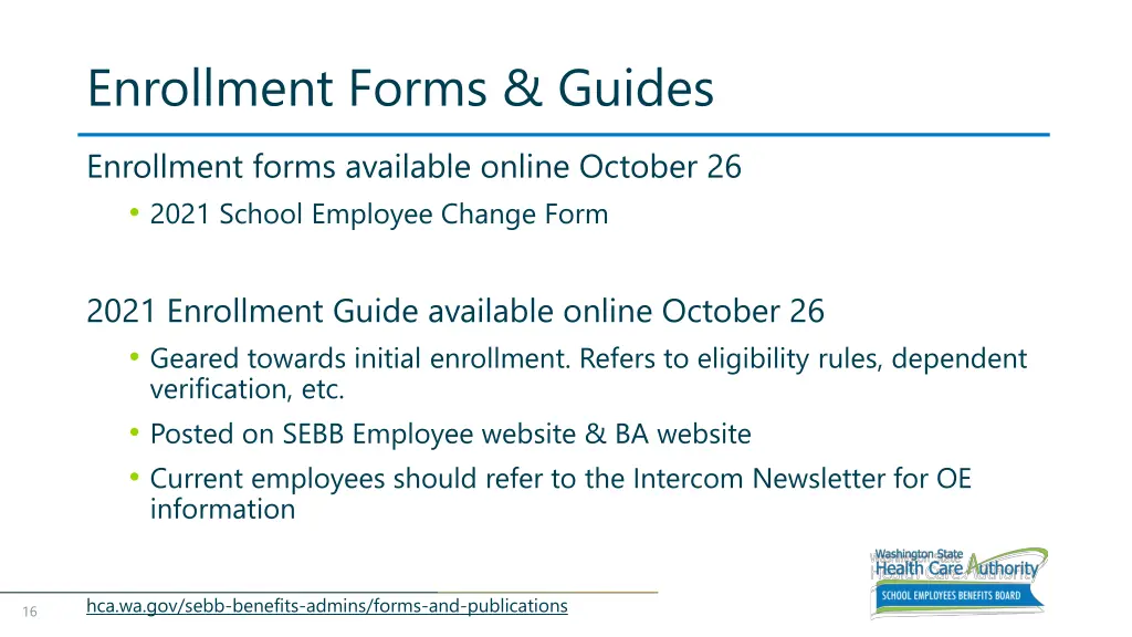 enrollment forms guides