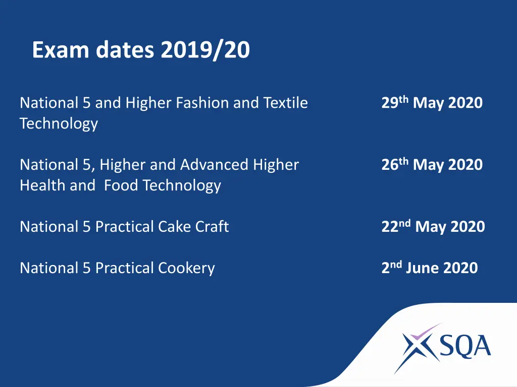 exam dates 2019 20