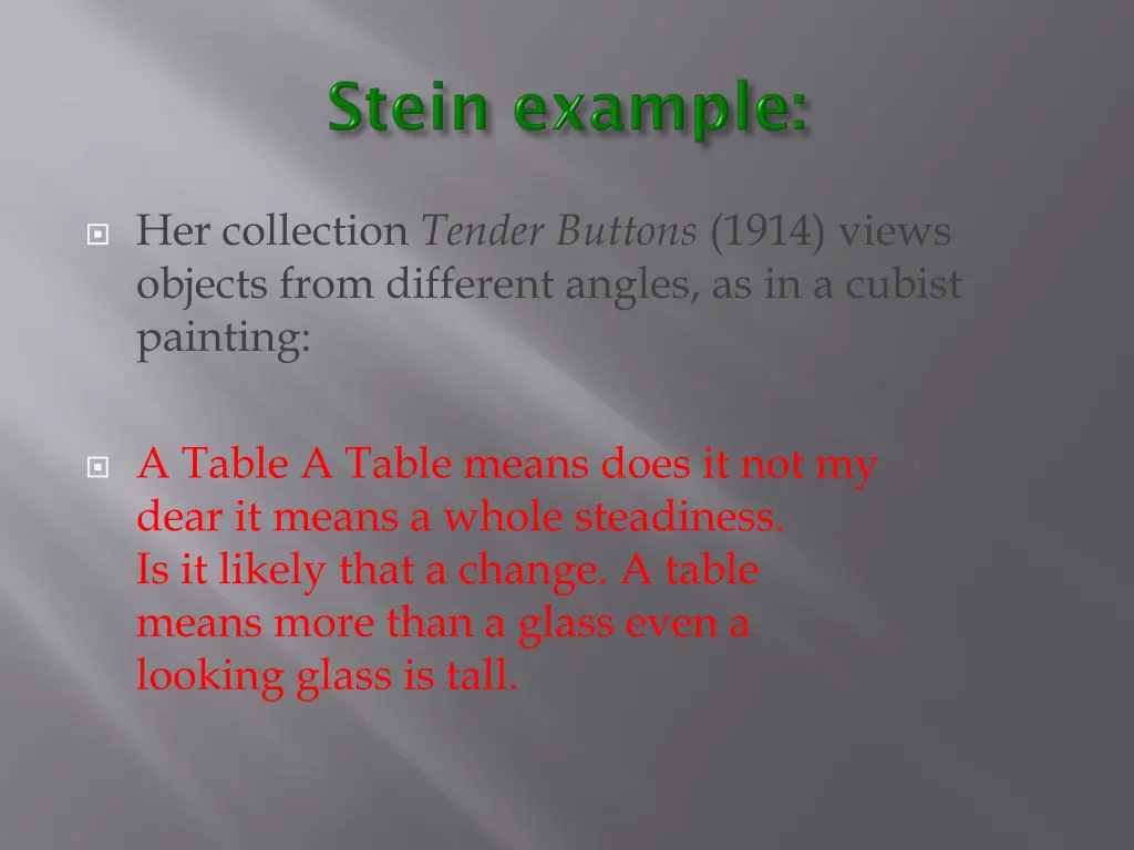 her collection tender buttons 1914 views objects