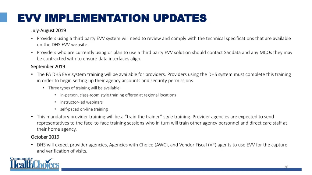 evv implementation updates evv implementation