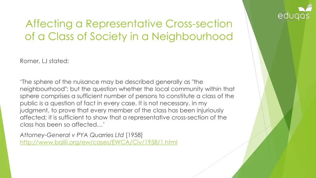 affecting a representative cross section