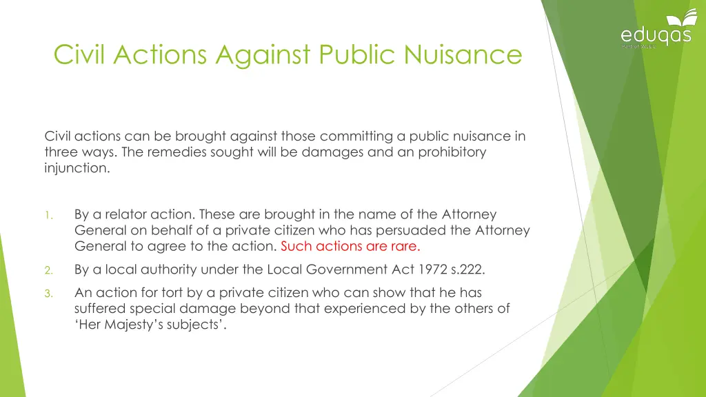 civil actions against public nuisance