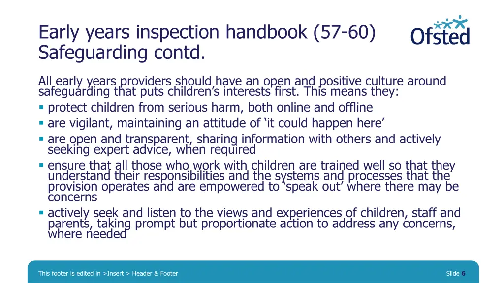 early years inspection handbook