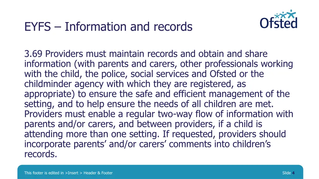 eyfs information and records