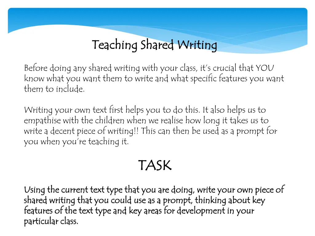 teaching shared writing teaching shared writing