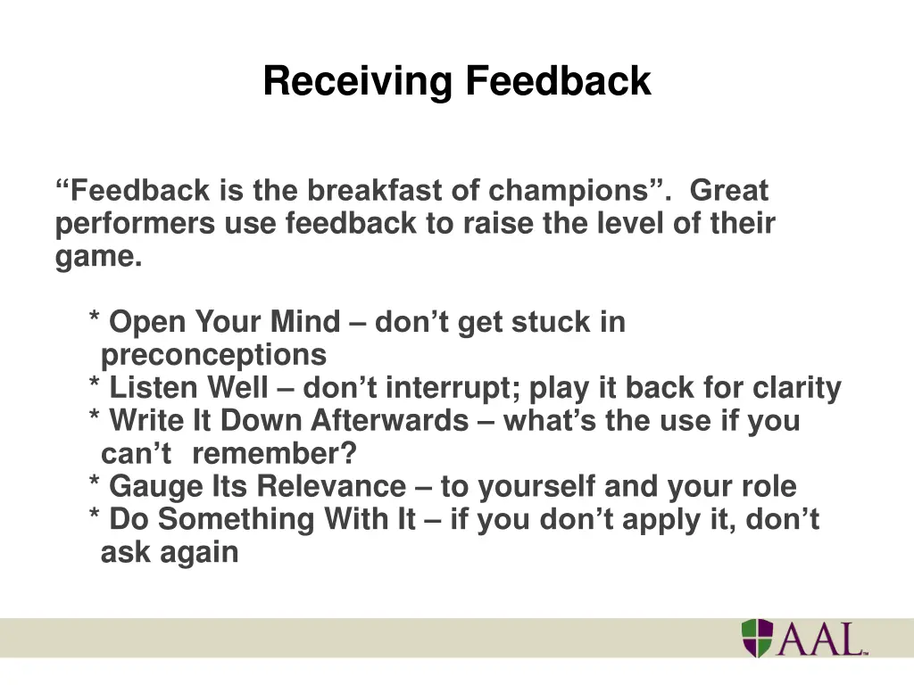 receiving feedback