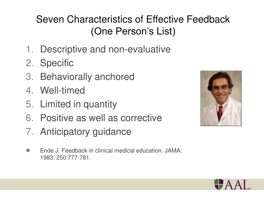 seven characteristics of effective feedback