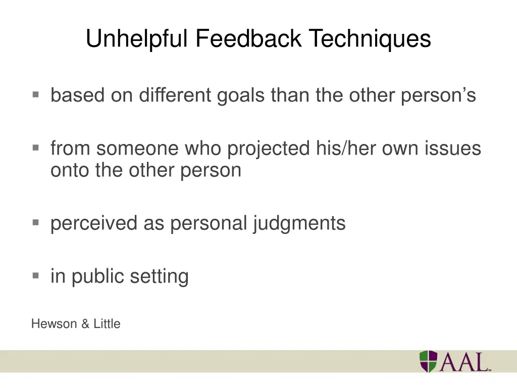 unhelpful feedback techniques