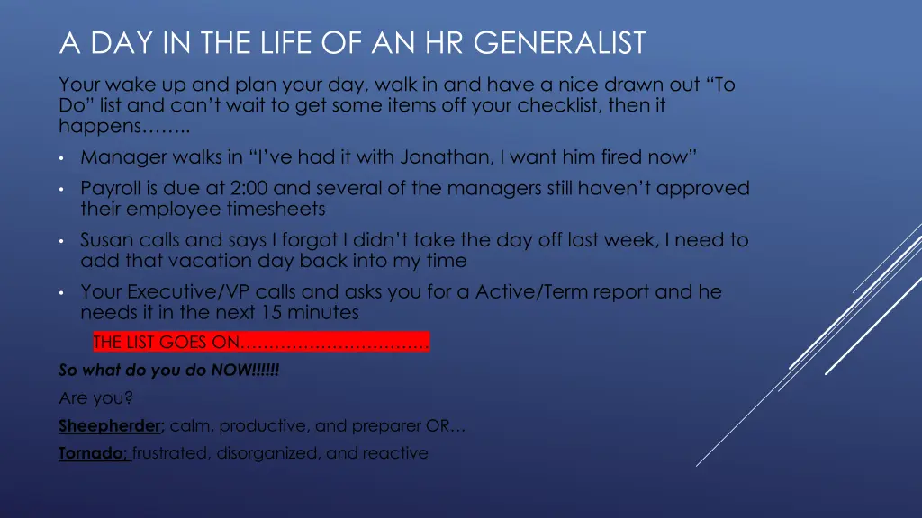 a day in the life of an hr generalist