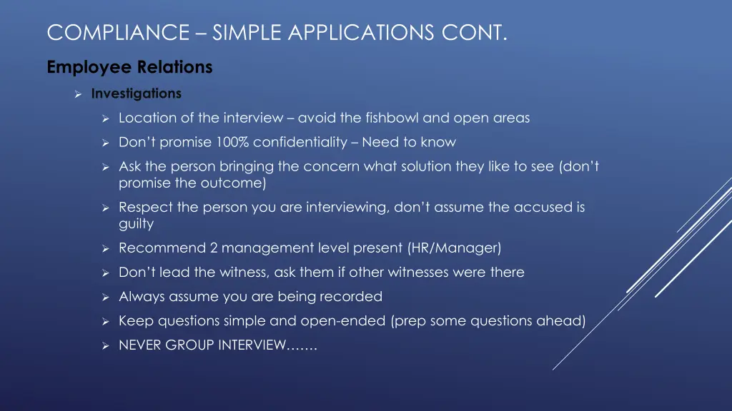 compliance simple applications cont