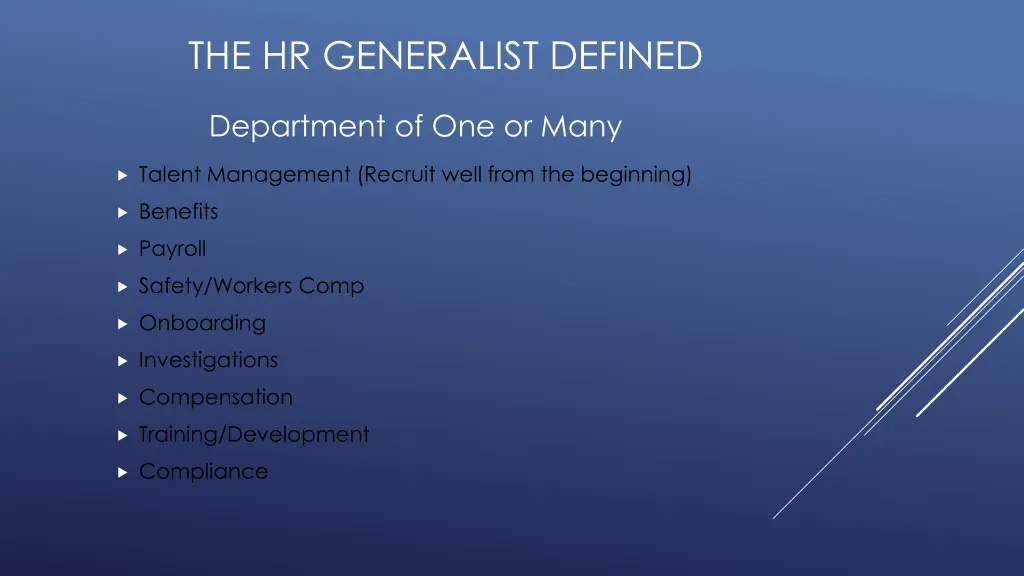 the hr generalist defined