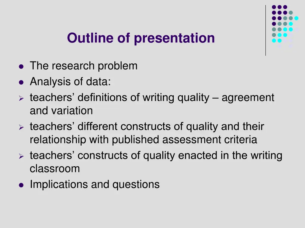 outline of presentation