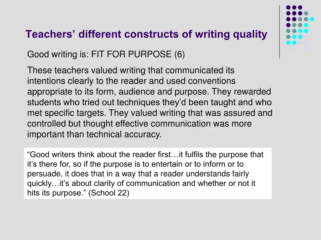 teachers different constructs of writing quality 1