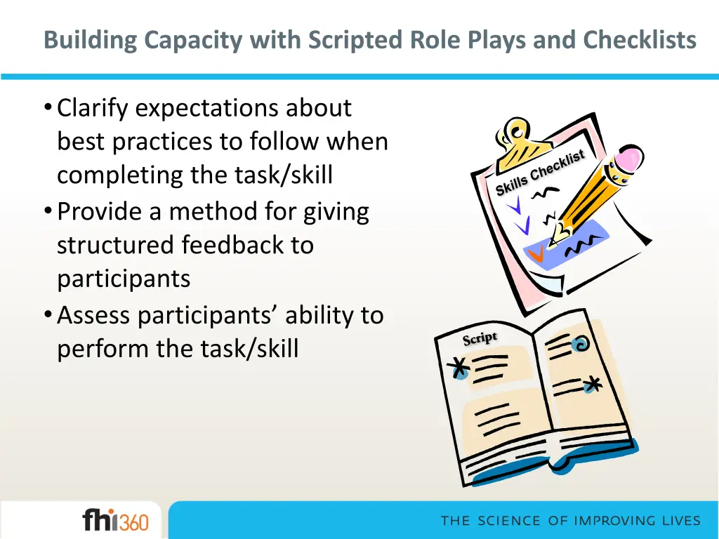 building capacity with scripted role plays