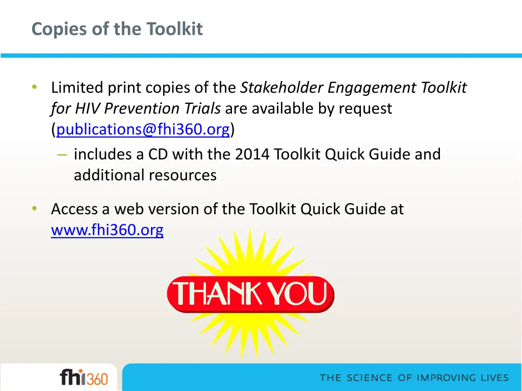 copies of the toolkit