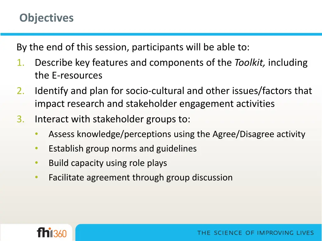 objectives