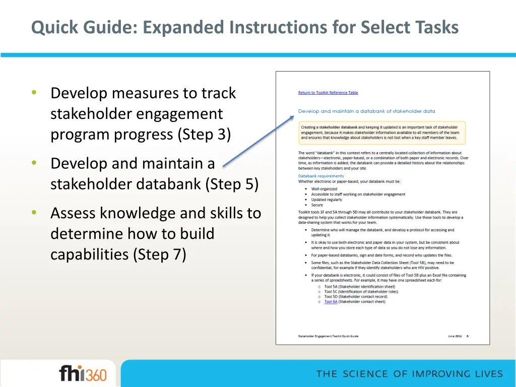 quick guide expanded instructions for select tasks