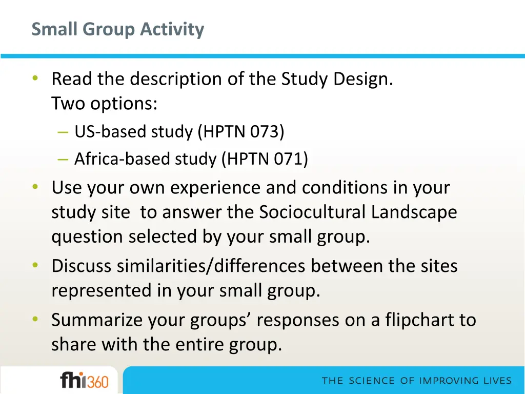 small group activity