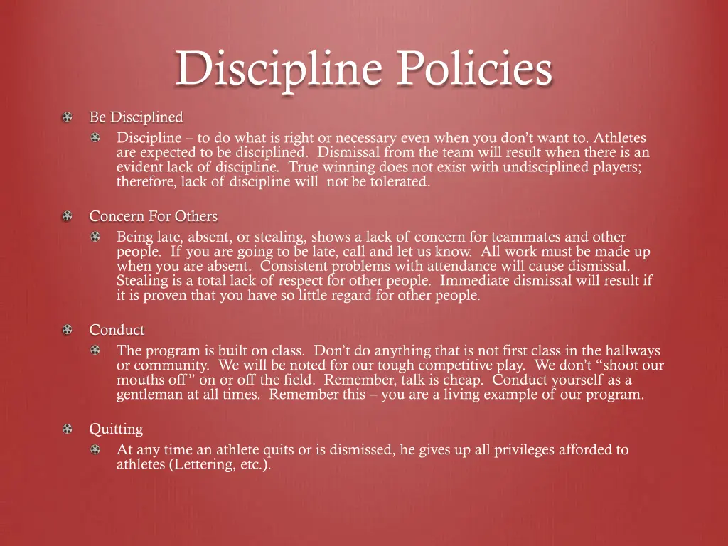 discipline policies