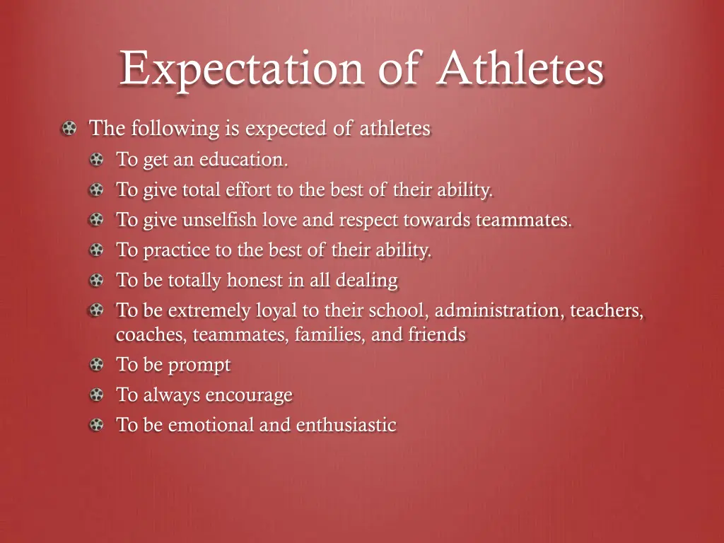 expectation of athletes