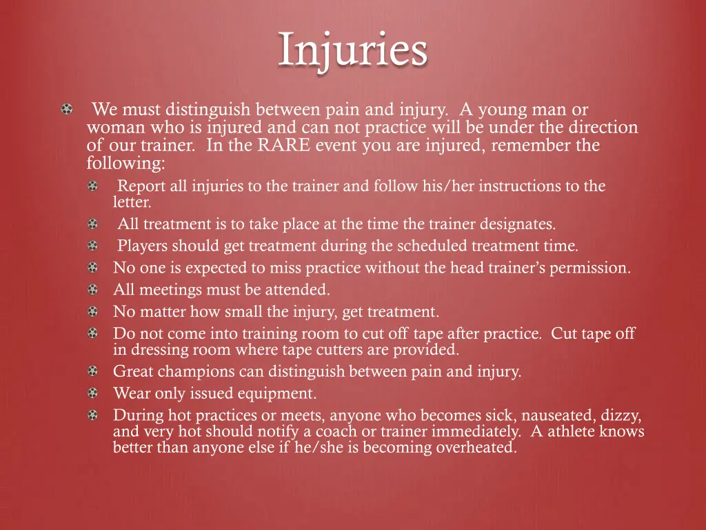 injuries