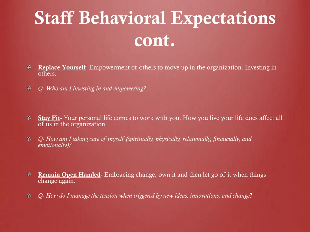 staff behavioral expectations cont