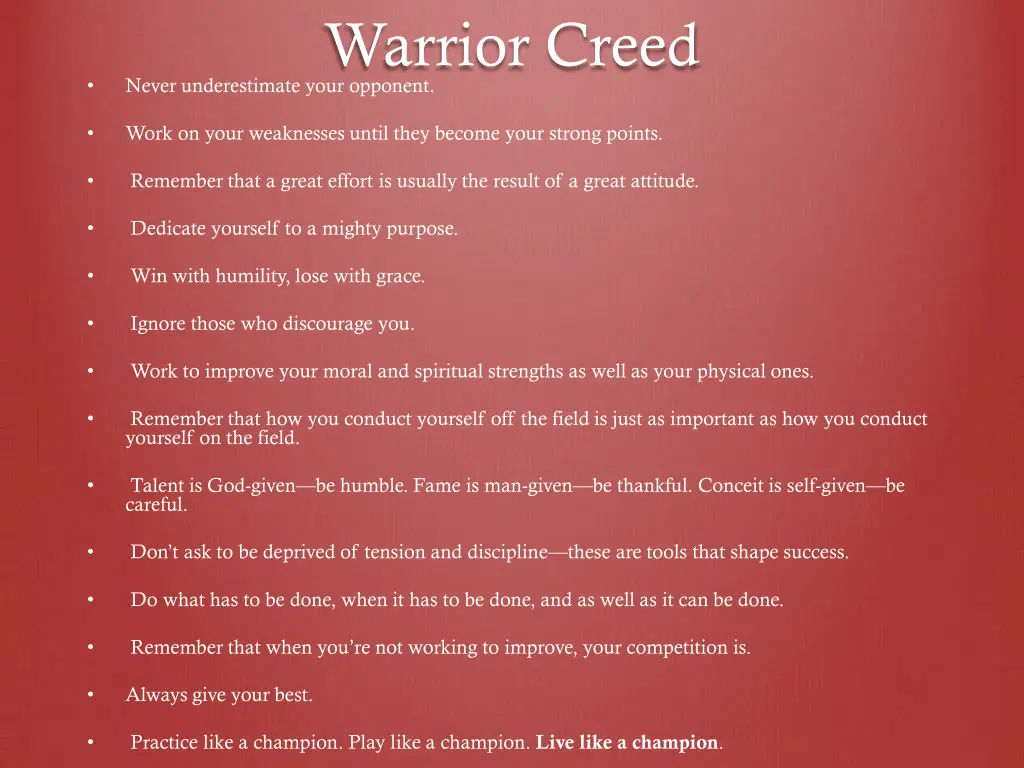warrior creed