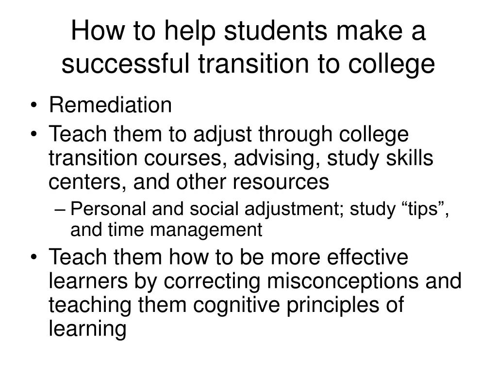 how to help students make a successful transition