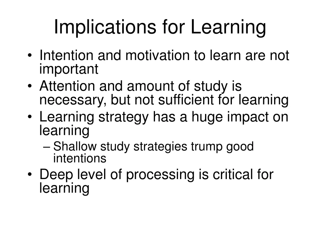 implications for learning