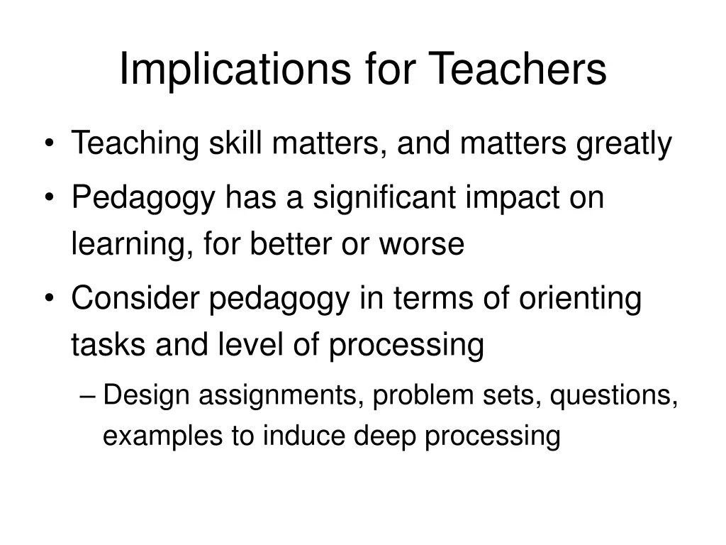 implications for teachers