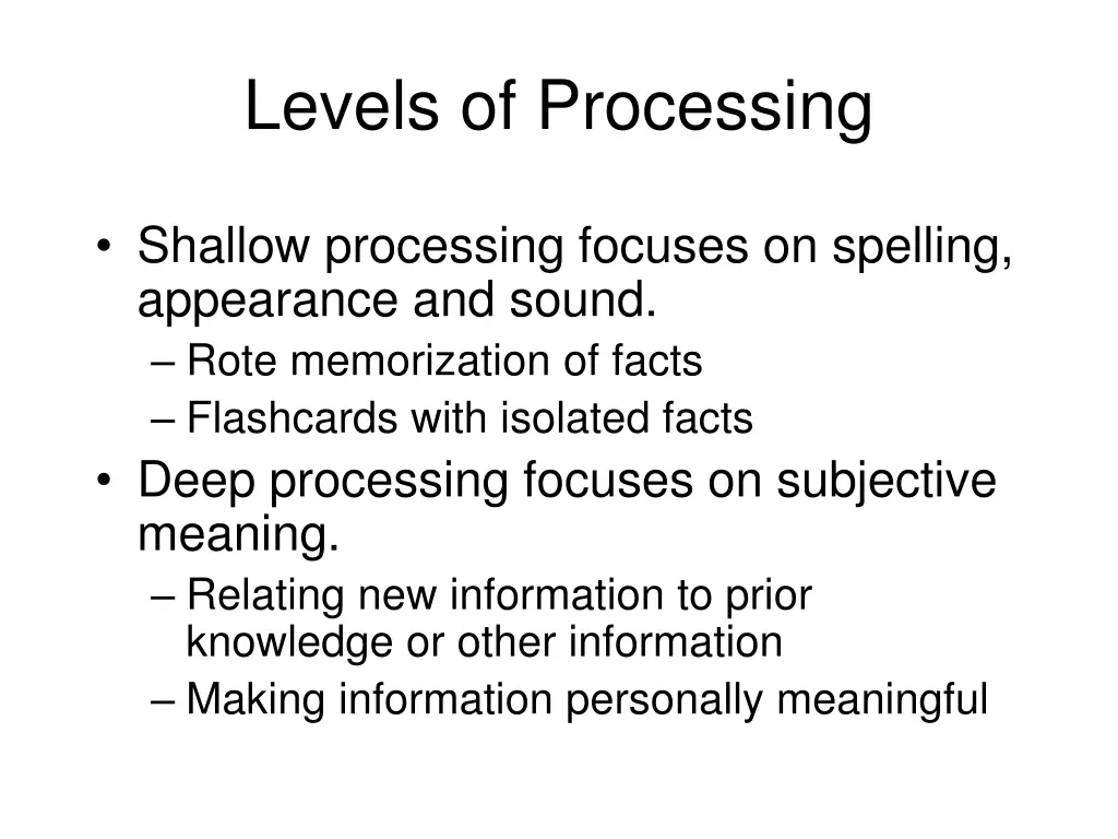 levels of processing