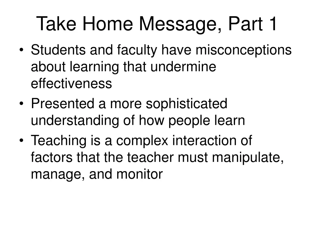 take home message part 1 students and faculty