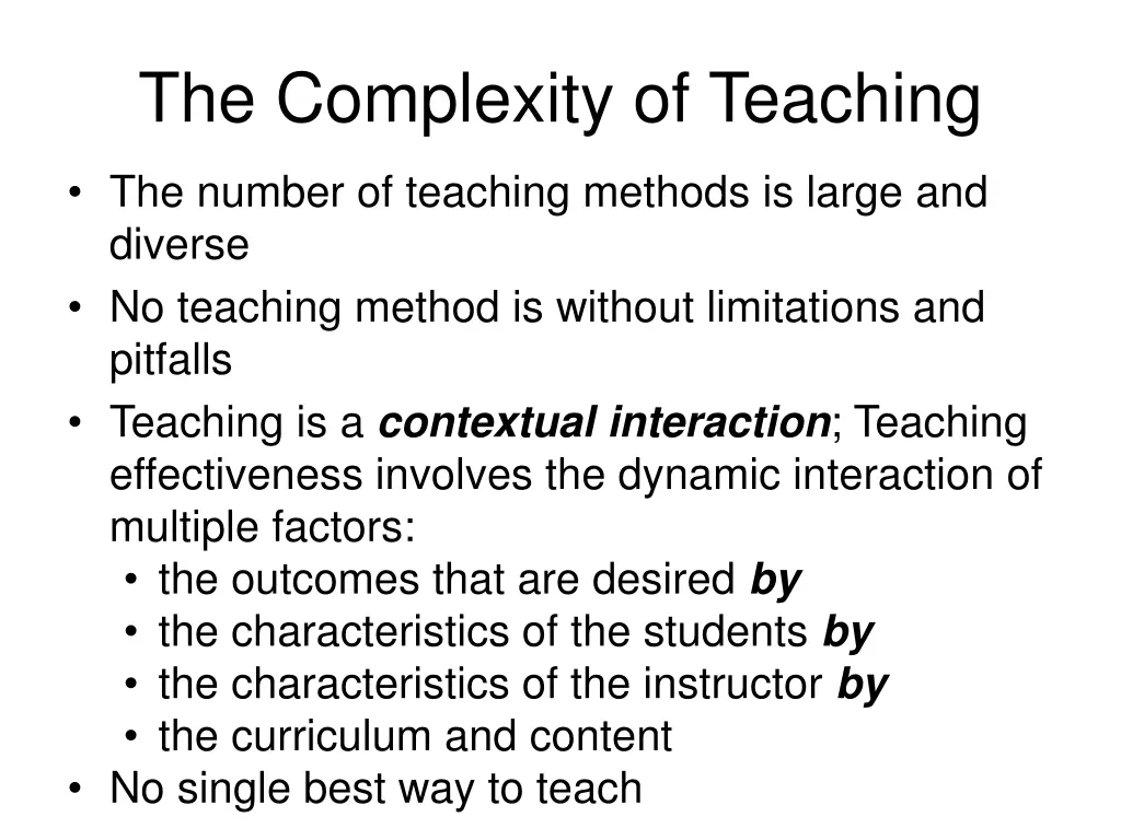 the complexity of teaching