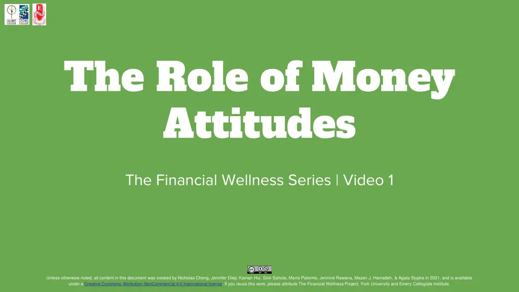 the role of money attitudes