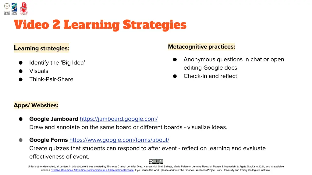 video 2 learning strategies