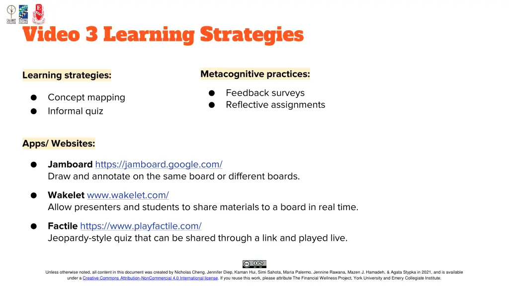 video 3 learning strategies