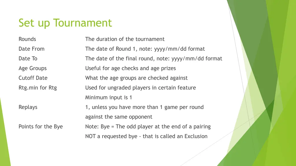 set up tournament 1