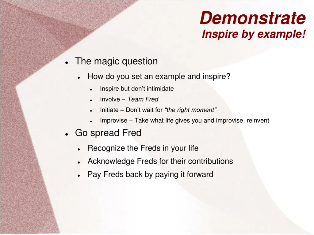 demonstrate inspire by example