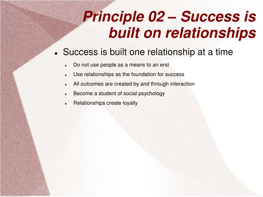 principle 02 success is built on relationships