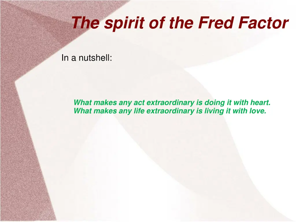 the spirit of the fred factor