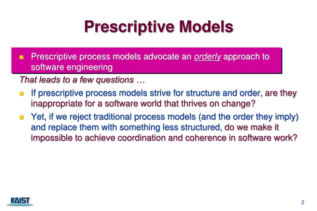 prescriptive models