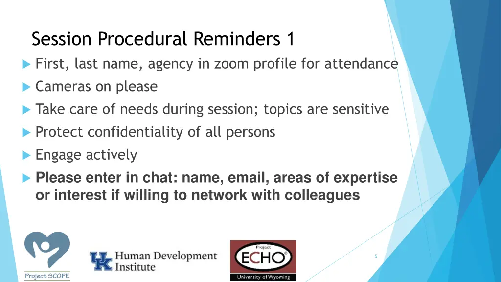 session procedural reminders 1 first last name