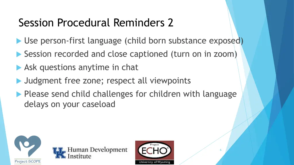 session procedural reminders 2