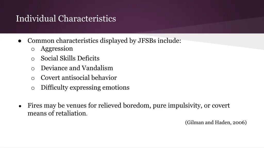 individual characteristics