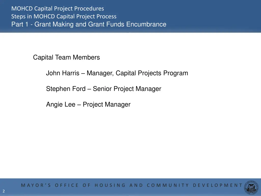 mohcd capital project procedures steps in mohcd