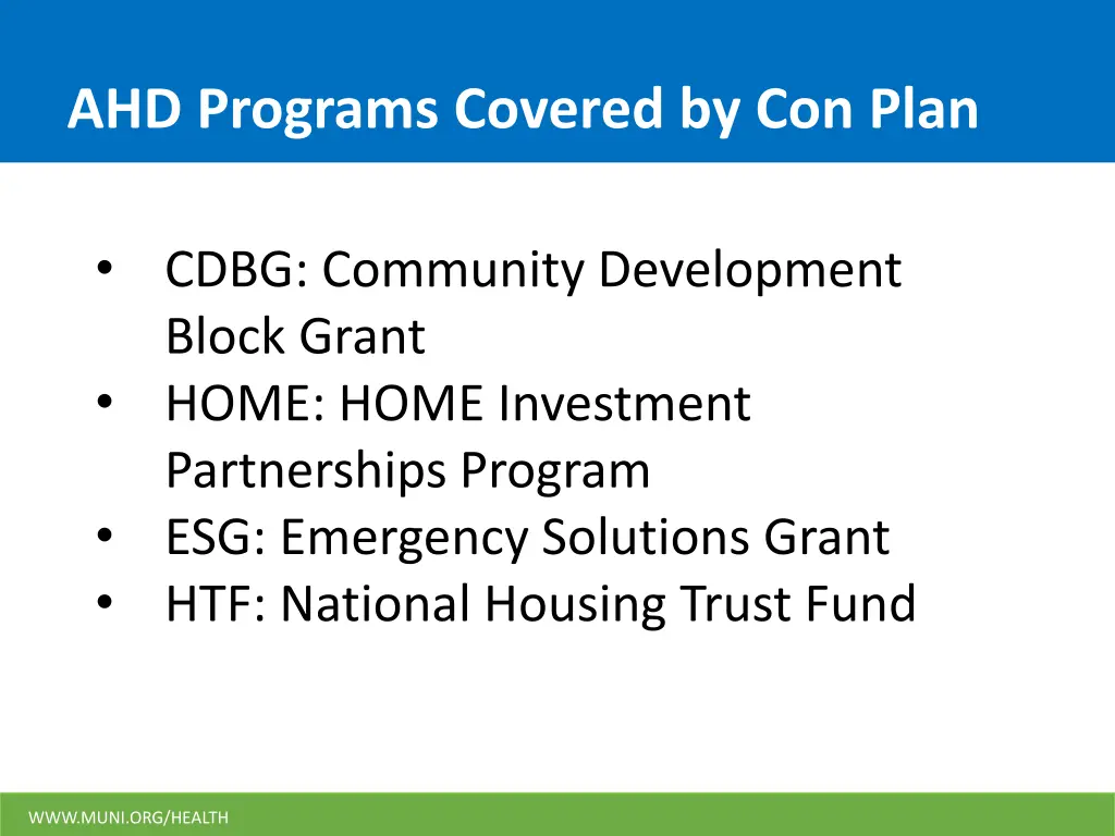 ahd programs covered by con plan