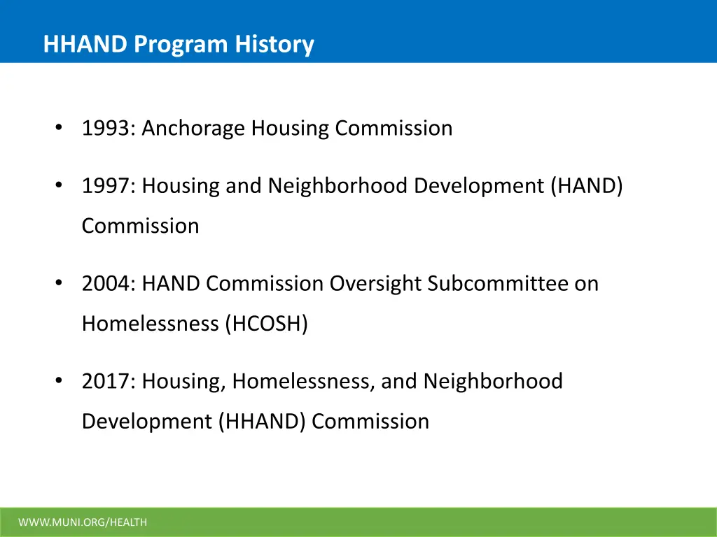 hhand program history