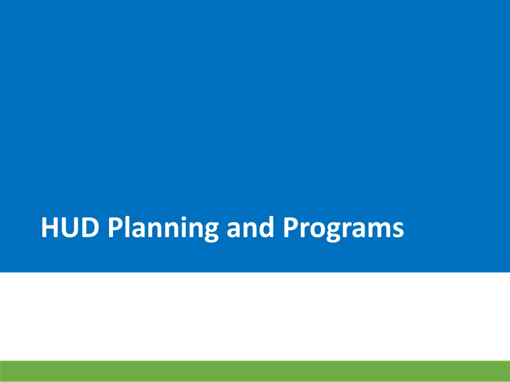 hud planning and programs