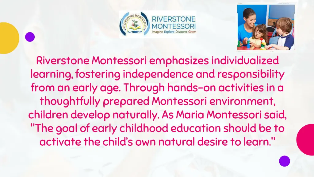 riverstone montessori emphasizes individualized