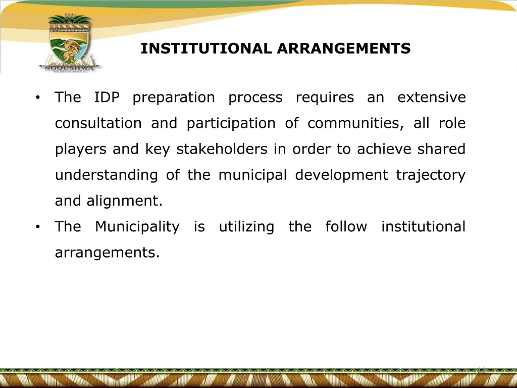 institutional arrangements